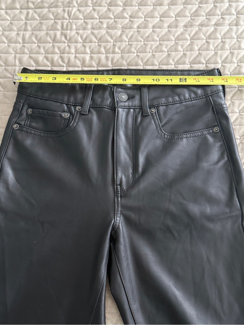 American Eagle AE Stretch Super High Waist Flare Vegan Leather Pants 8 - Picture 8 of 9